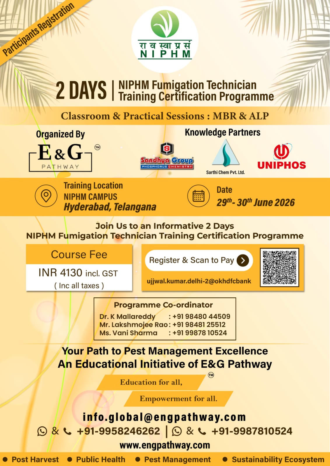 Registrations Now Open | NIPHM Fumigation Technician Training Certification Programme