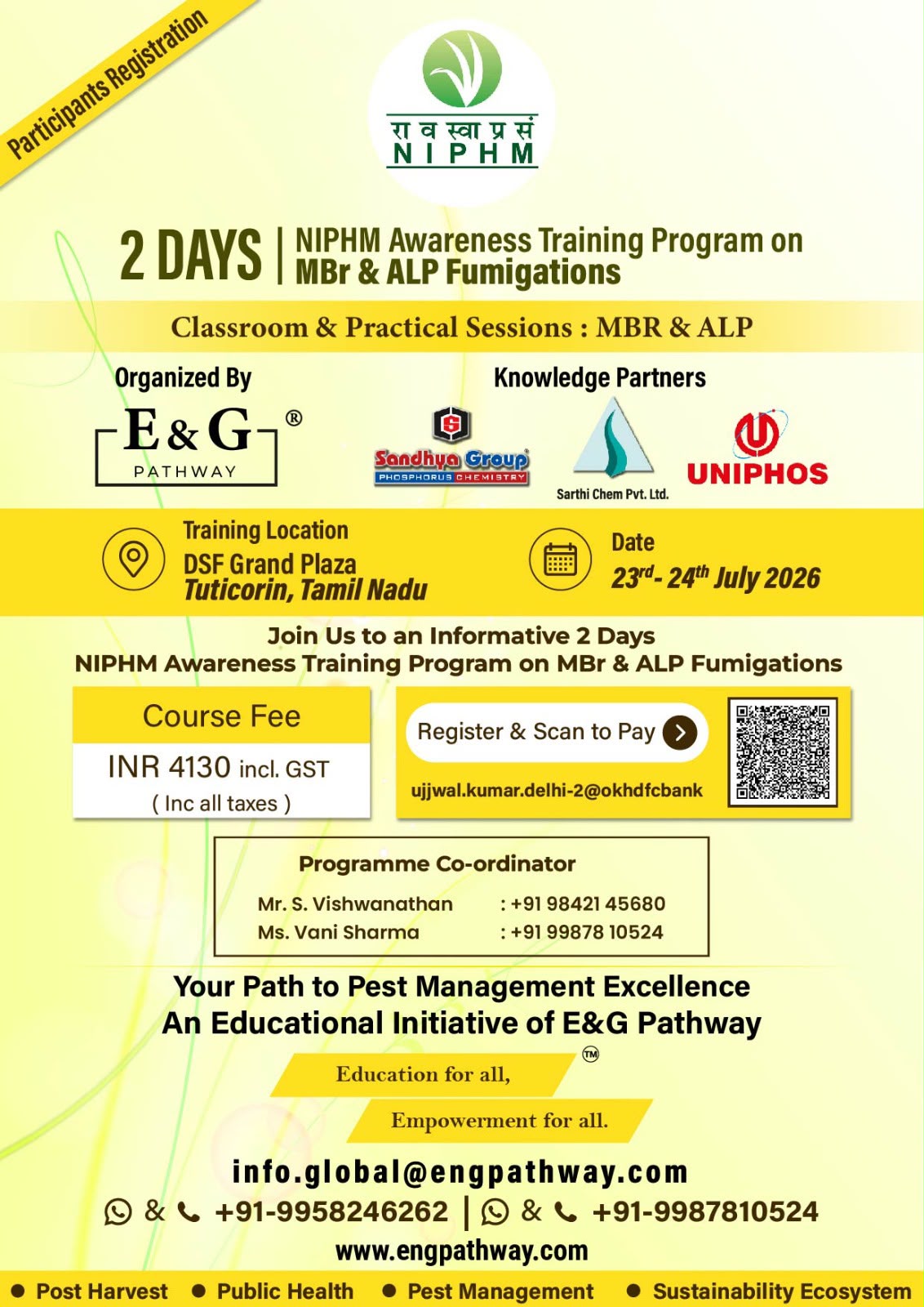 Registrations Now Open | NIPHM Awareness Training Program on MBr & ALP Fumigations